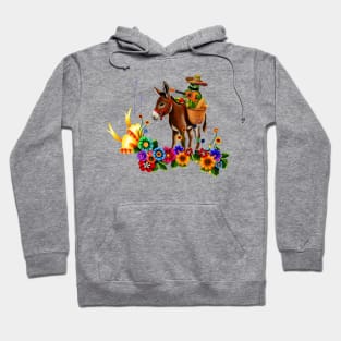 Funny mexican cactus with hat and donkey Hoodie